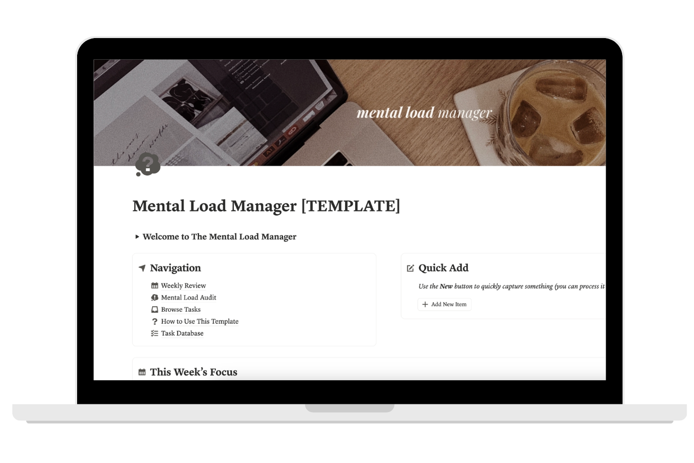 The Mental Load Manager Notion template preview