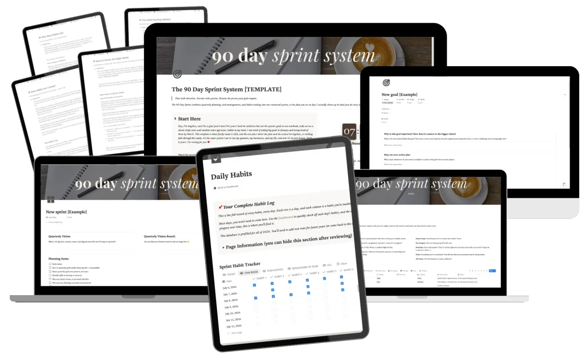 The 90 Day Sprint System shown across laptop, tablet and desktop